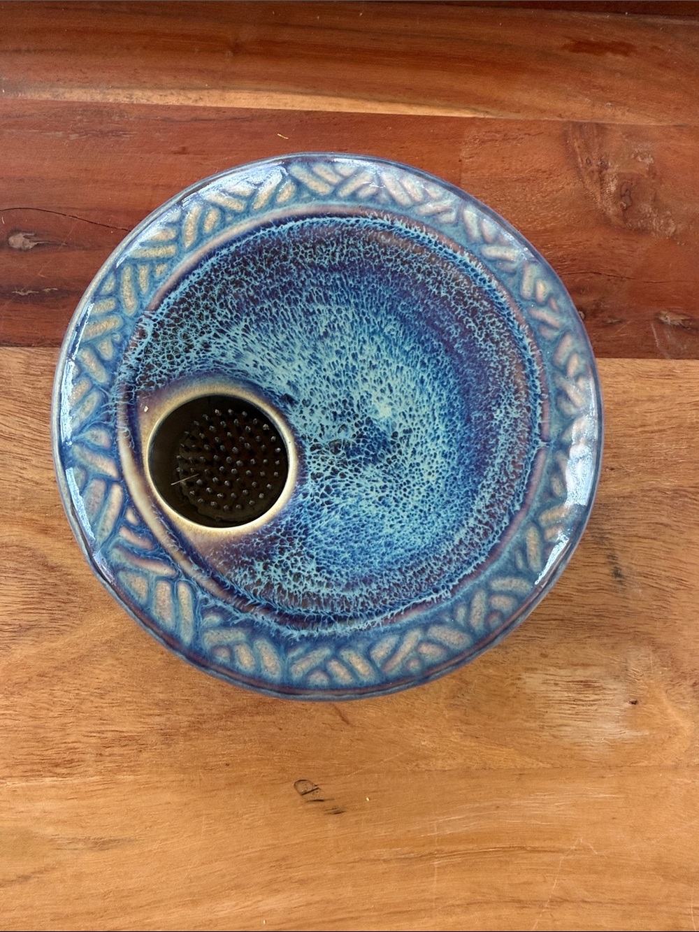Georgetown Pottery Blue Ceramic Ikebana Flower Frog Bowl